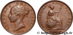 VEREINIGTEN KÖNIGREICH 1/2 Penny Victoria tête jeune 1853 Londres