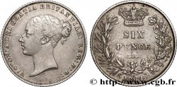 REGNO UNITO 6 Pence Victoria tête jeune 1864 Londres