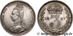 ROYAUME-UNI 3 Pence Victoria buste du jubilé 1887 