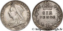 VEREINIGTEN KÖNIGREICH 6 Pence Victoria tête voilée 1899 