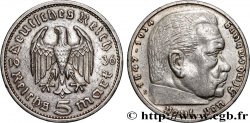 GERMANY 5 Reichsmark Maréchal Paul von Hindenburg 1936 Muldenhütten - E