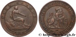 SPAIN 10 Centimos monnayage provisoire “ESPAÑA” assise / lion au bouclier 1870 Oeschger Mesdach & CO