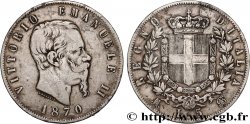 ITALIE - ROYAUME D ITALIE - VICTOR-EMMANUEL II 5 Lire  1870 Milan