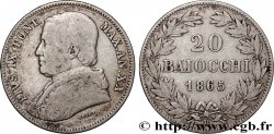 ITALIE - ÉTATS DU PAPE - PIE IX (Jean-Marie Mastai Ferretti) 20 Baiocchi an XX 1865 Rome