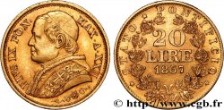 VATICAN ET ÉTATS PONTIFICAUX 20 Lire Pie IX An XXII 1867 Rome