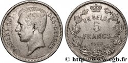 BELGIUM 5 Francs - 1 Belga Albert Ier légende Française 1930 