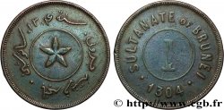 BRUNEI 1 Cent AH1304 Hashim Jalilul Alam Aqamaddin 1887 Heaton