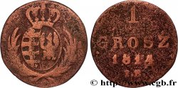 POLONIA 1 Grosz Grand Duché de Varsovie, armes de Saxe et de Pologne IS 1814 Varsovie MB 