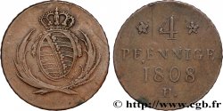 ALLEMAGNE - SAXE 4 Pfennige Royaume de Saxe armes couronnées 1808 Dresde