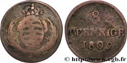 GERMANY - SAXONY 8 Pfennige Royaume de Saxe armes couronnées 1809 Dresde