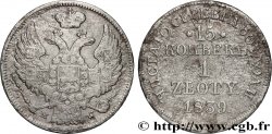 POLEN 1 Zloty / 15 Kopecks administration russe aigle bicéphale 1839 Varsovie