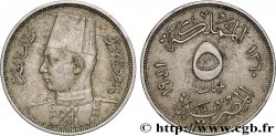 ÉGYPTE 5 Millièmes Roi Farouk de profil AH1360 1941 