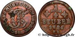 ALLEMAGNE - JULIERS-BERG 1/4 Stuber Duché de Jülich-Berg monogramme de Carl Théodore de Bavière 1786 Düsseldorf