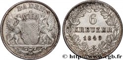 GERMANY - BADEN 6 Kreuzer 1849 