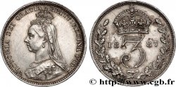 REGNO UNITO 3 Pence Victoria buste du jubilé 1887 