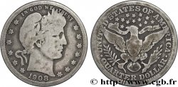 ÉTATS-UNIS D&nbsp;AMÉRIQUE 1/4 Dollar Barber 1908 Philadelphie