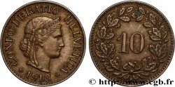 SWITZERLAND 10 Centimes (Rappen) Helvetia 1918 Berne