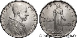 VATICANO E STATO PONTIFICIO 50 Lire Pie XII an XVII / Spes 1955 Rome - R