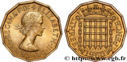 REINO UNIDO 3 Pence Élisabeth II 1960  EBC 