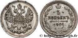 RUSIA 5 Kopecks aigle bicéphale 1901 Saint-Petersbourg