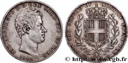 ITALIEN - KÖNIGREICH SARDINIEN 5 Lire Charles Albert 1844 Gênes