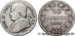 ITALIE - ÉTATS DU PAPE - PIE IX (Jean-Marie Mastai Ferretti) 20 Baiocchi an XX 1865 Rome