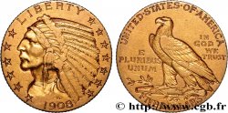 OR, PALLADIUM ET PLATINE INVESTISSEMENT 5 Dollars &nbsp;Liberty&nbsp; 1908 Philadelphie