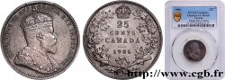 CANADA 25 Cents Edouard VII grosse couronne 1906 