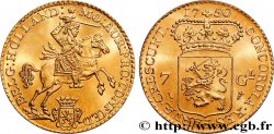 PAYS-BAS - PROVINCES-UNIES - HOLLANDE 7 Gulden ou demi-cavalier d or  - Refrappe (restrike) (1750) Dordrecht