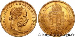 HONGRIE 10 Francs or ou 4 Forint, 2e type François-Joseph Ier 1885 Kremnitz