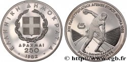 GRIECHENLAND 250 Drachmes Proof Jeux Pan-Européens / lancer du disque 1982 