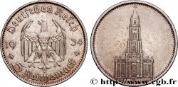 ALEMANIA 5 Reichsmark église de la garnison de Potsdam 1934 Stuttgart