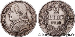 VATICAN AND PAPAL STATES 2 Lire Pie IX an XXII 1867 Rome