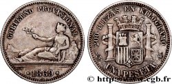 ESPAGNE 1 Peseta monnayage provisoire avec mention “Gobierno Provisional” 1869 Madrid