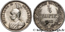 GERMAN EAST AFRICA 1/4 Rupie (Roupie) Guillaume II 1913 Hambourg