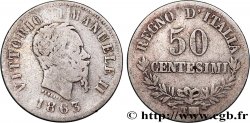 ITALIE - ROYAUME D&nbsp;ITALIE - VICTOR-EMMANUEL II 50 Centesimi 1863 Turin