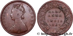 BRITISH INDIA 1/2 Anna Victoria 1862 Bombay