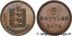 GUERNSEY 2 Doubles armes du bailliage de Guernesey 1874 