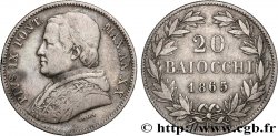 ITALIE - ÉTATS DU PAPE - PIE IX (Jean-Marie Mastai Ferretti) 20 Baiocchi an XX 1865 Rome