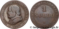 VATICAN ET ÉTATS PONTIFICAUX 1 Soldo Pie IX an XXI buste large 1867 Rome