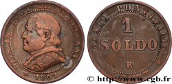 VATICAN ET ÉTATS PONTIFICAUX 1 Soldo Pie IX an XXI buste large 1867 Rome