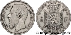 BELGIQUE 2 Francs Léopold II légende française 1867 