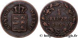 GERMANY - WÜRTTEMBERG 1 Kreuzer Royaume du Würtemberg 1855 Stuttgart XF 