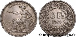 SUISSE 5 Francs Helvetia assise 1874 Berne