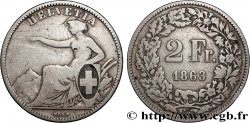 SUISSE 2 Francs Helvetia 1863 Berne