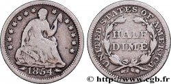 VEREINIGTE STAATEN VON AMERIKA 1/2 Dime Liberté assise variété avec date encadrée par des flèches 1854 Philadelphie