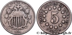 UNITED STATES OF AMERICA 5 Cents bouclier variété sans rayons entre les étoiles 1869 Philadelphie