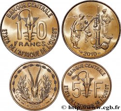 ÉTATS DE L AFRIQUE DE L OUEST (BCEAO) Lot 5 et 10 Francs BCEAO 2010 Paris