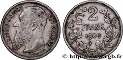 BELGIQUE 2 Frank (Francs) Léopold II légende flamande 1909  TTB 