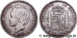 ESPAGNE 5 Pesetas Alphonse XIII 2e type 1892 Madrid
